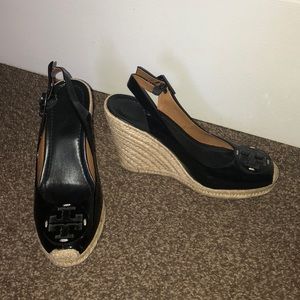 Tory Burch black wedges